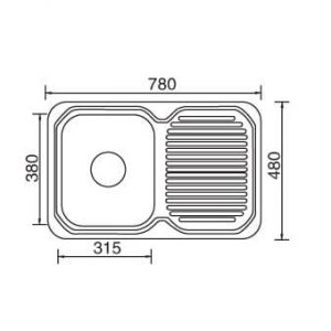 Kitchen Sink Single Bowl 780x480x170 LHB