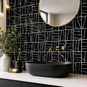 Nero Picasso Geometric Mosaic 300x300 Gloss