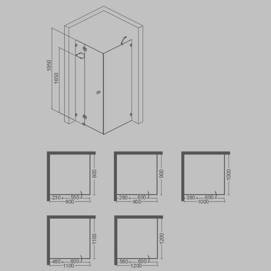 Cube Frameless Shower Screen 1200
