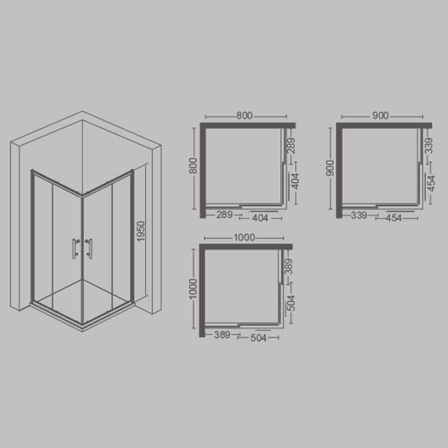 Juro Square Shower Screen 900
