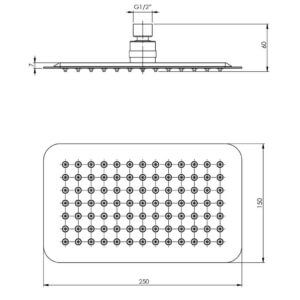 Vivid Slimline Shower Rose 250x150mm Slimline Rectangle