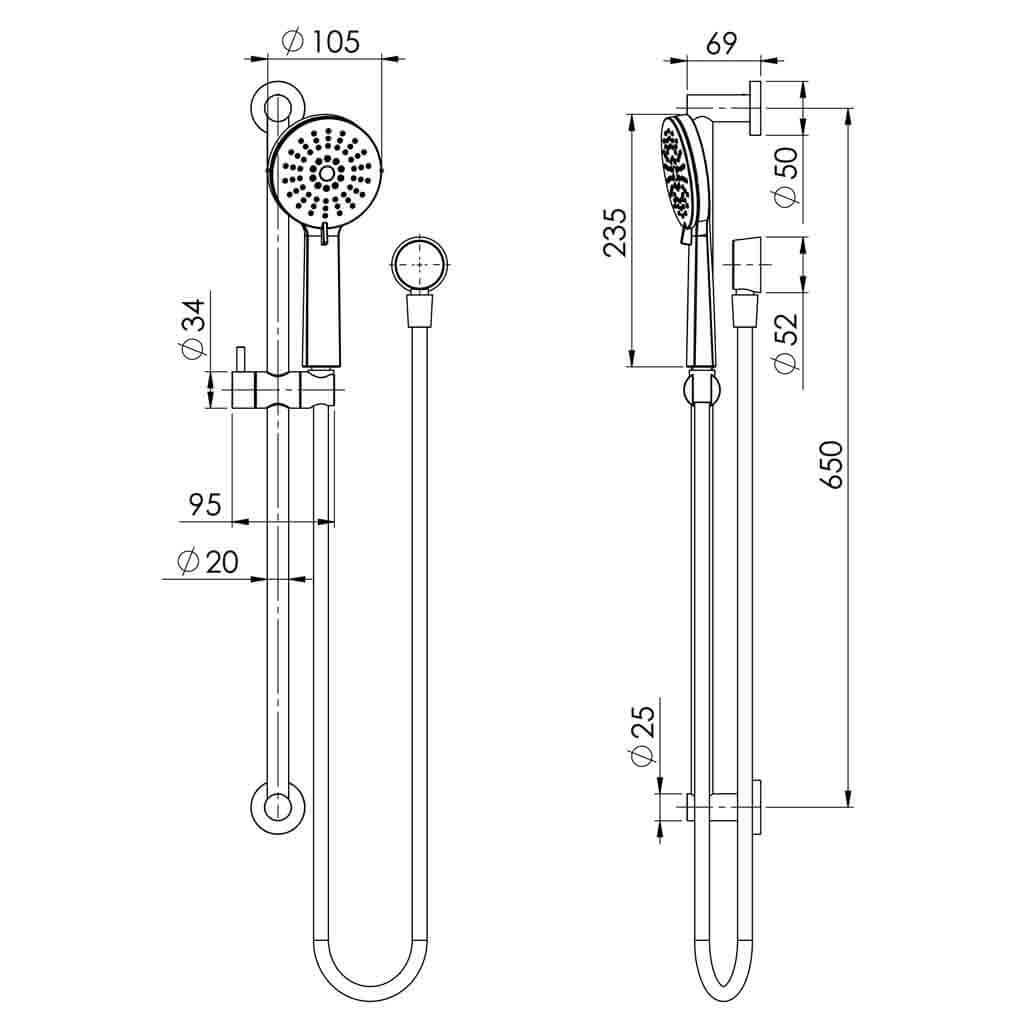 Vivid Slimline Rail Shower