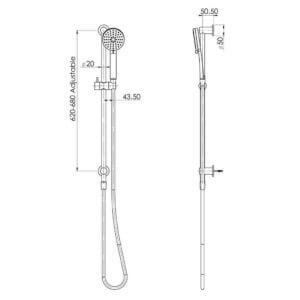 Vivid Slimline Water Thru Rail Hand Shower