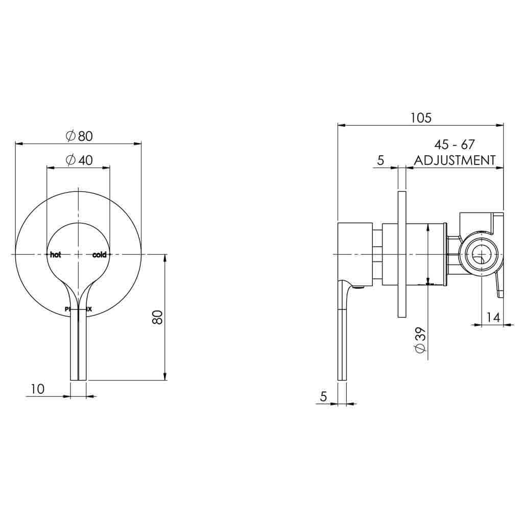 Vivid Slimline Oval Shower / Wall Mixer