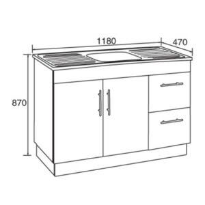 Kitchen Cabinet w SS Sink 1180x470x870