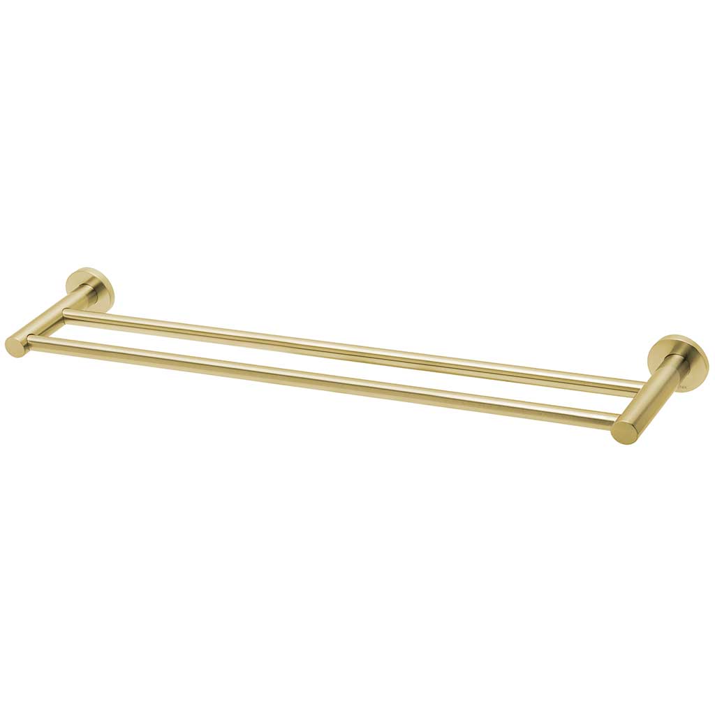 Radii Double Towel Rail RD Plate Brushed Gold