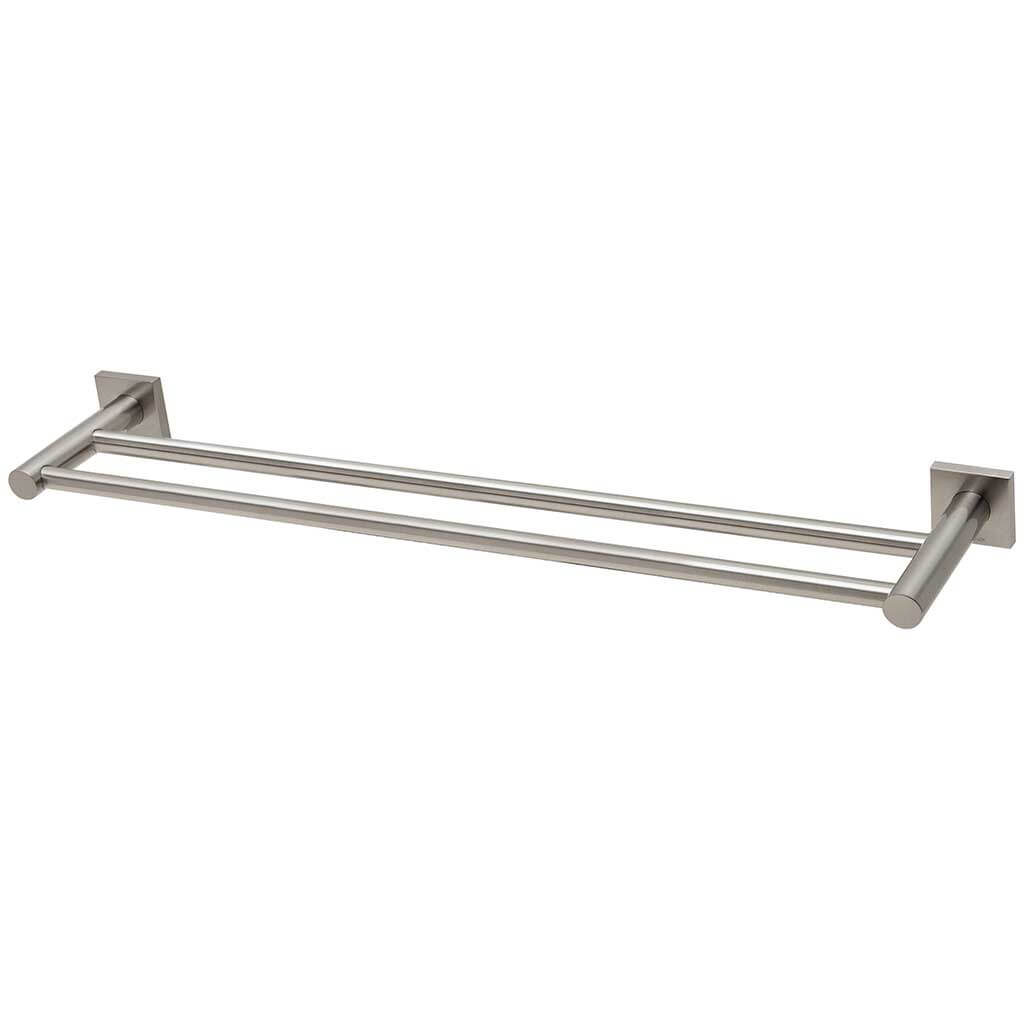 Radii Double Towel Rail SQ Plate Brushed Nickel