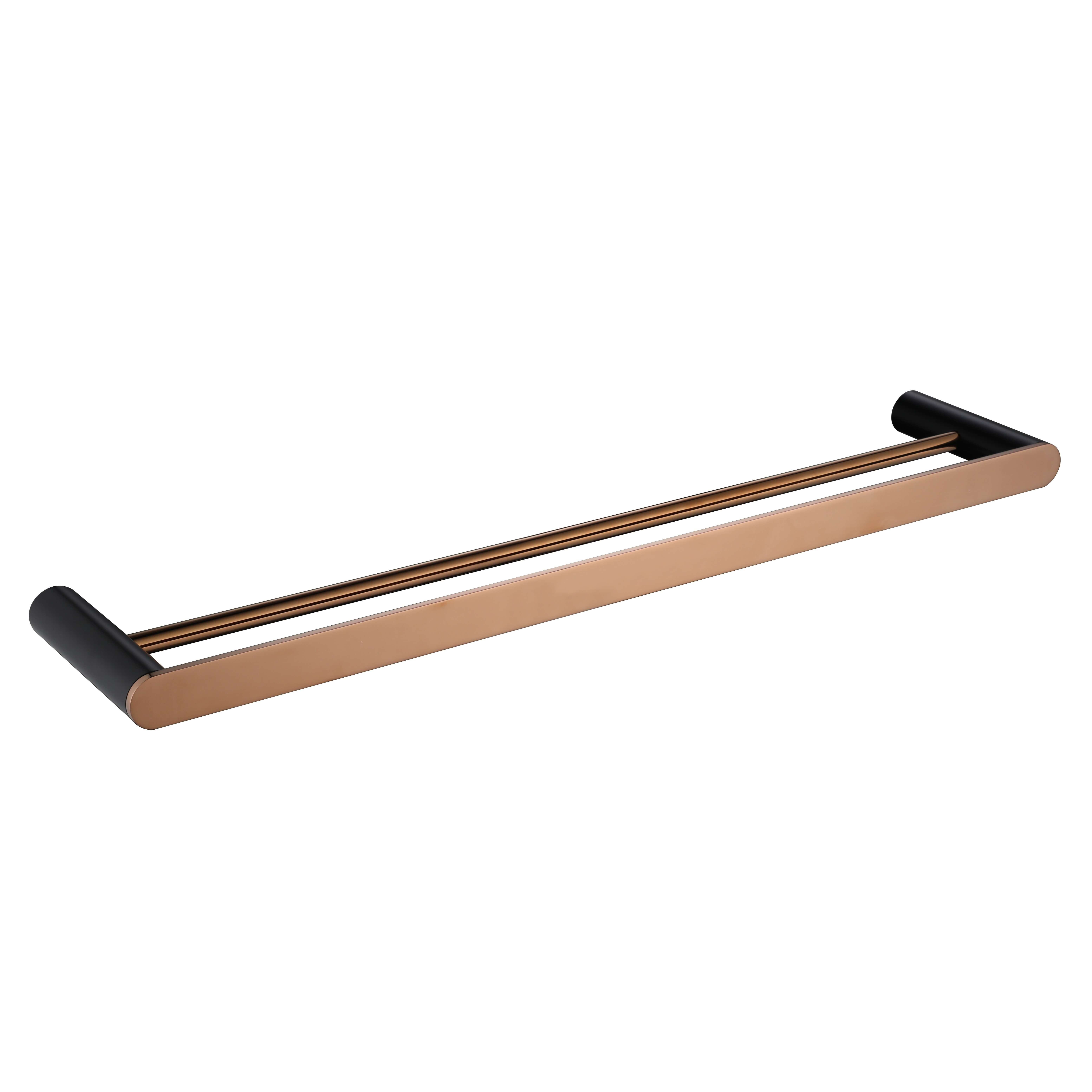 RoyD Double Towel Rail 600/750 Black And Rose Gold
