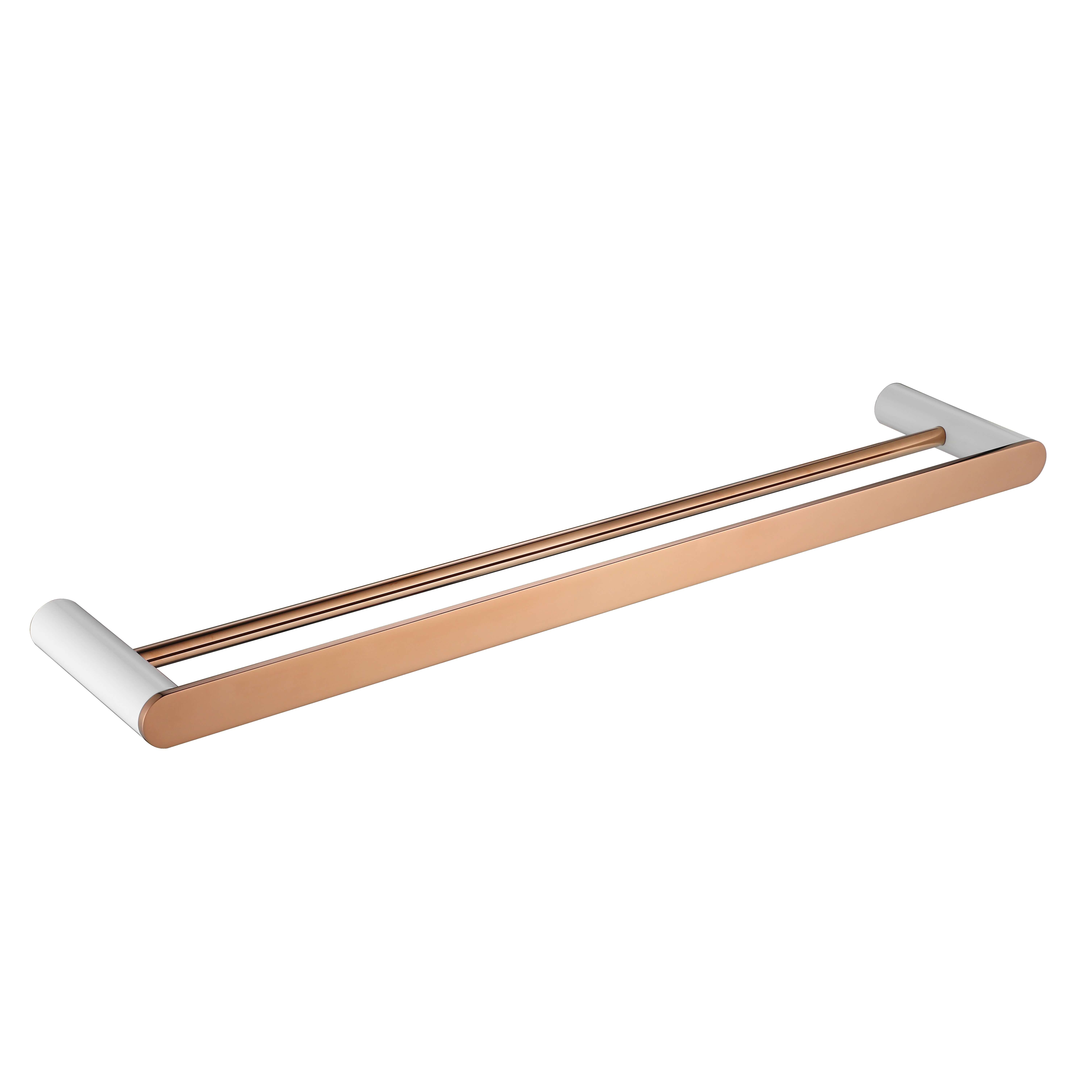 RoyD Double Towel Rail 600/750 White And Rose Gold