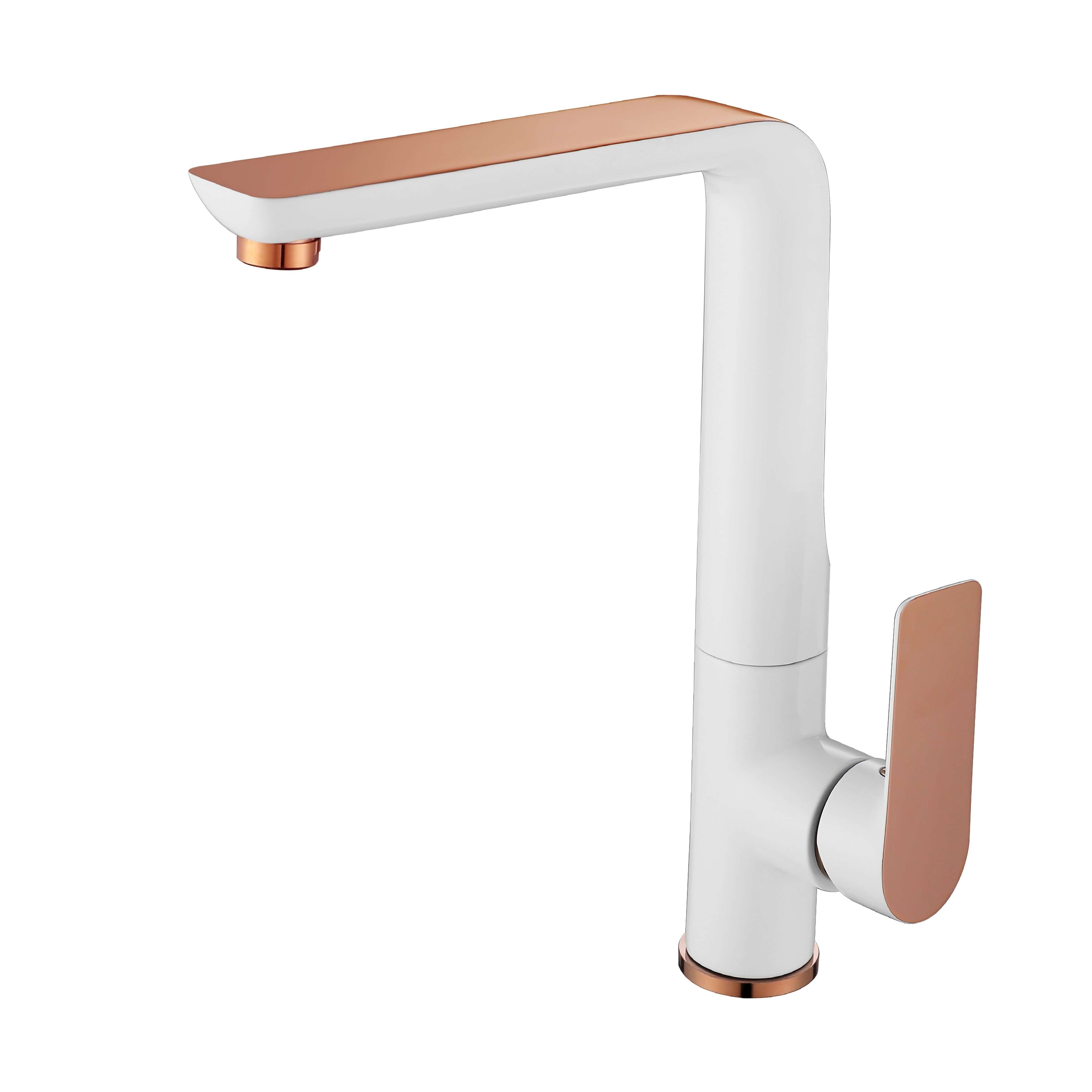 RoyD Kitchen Sink Mixer White And Rose Gold