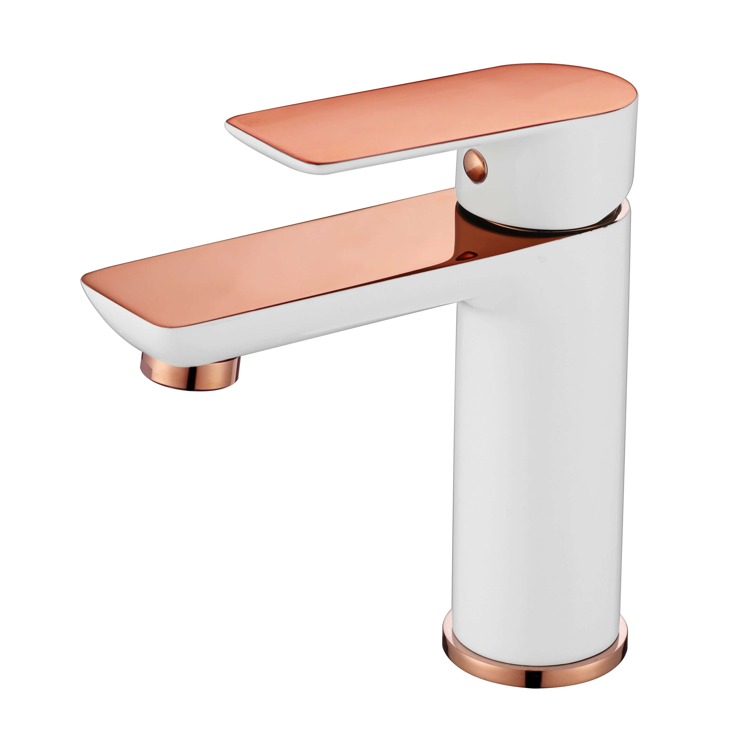 RoyD Basin Mixer White And Rose Gold