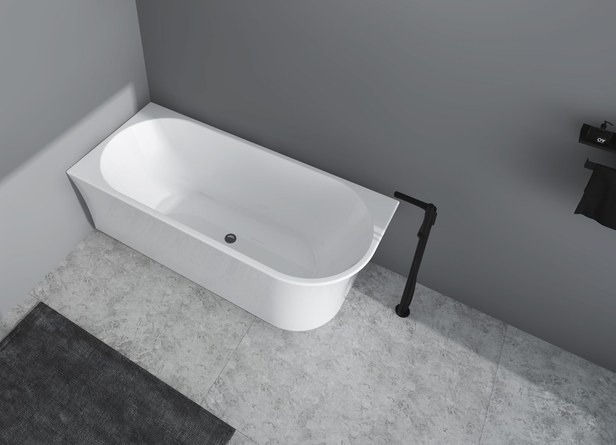Studio Corner Bathtub 1500 Gloss White - Image 6
