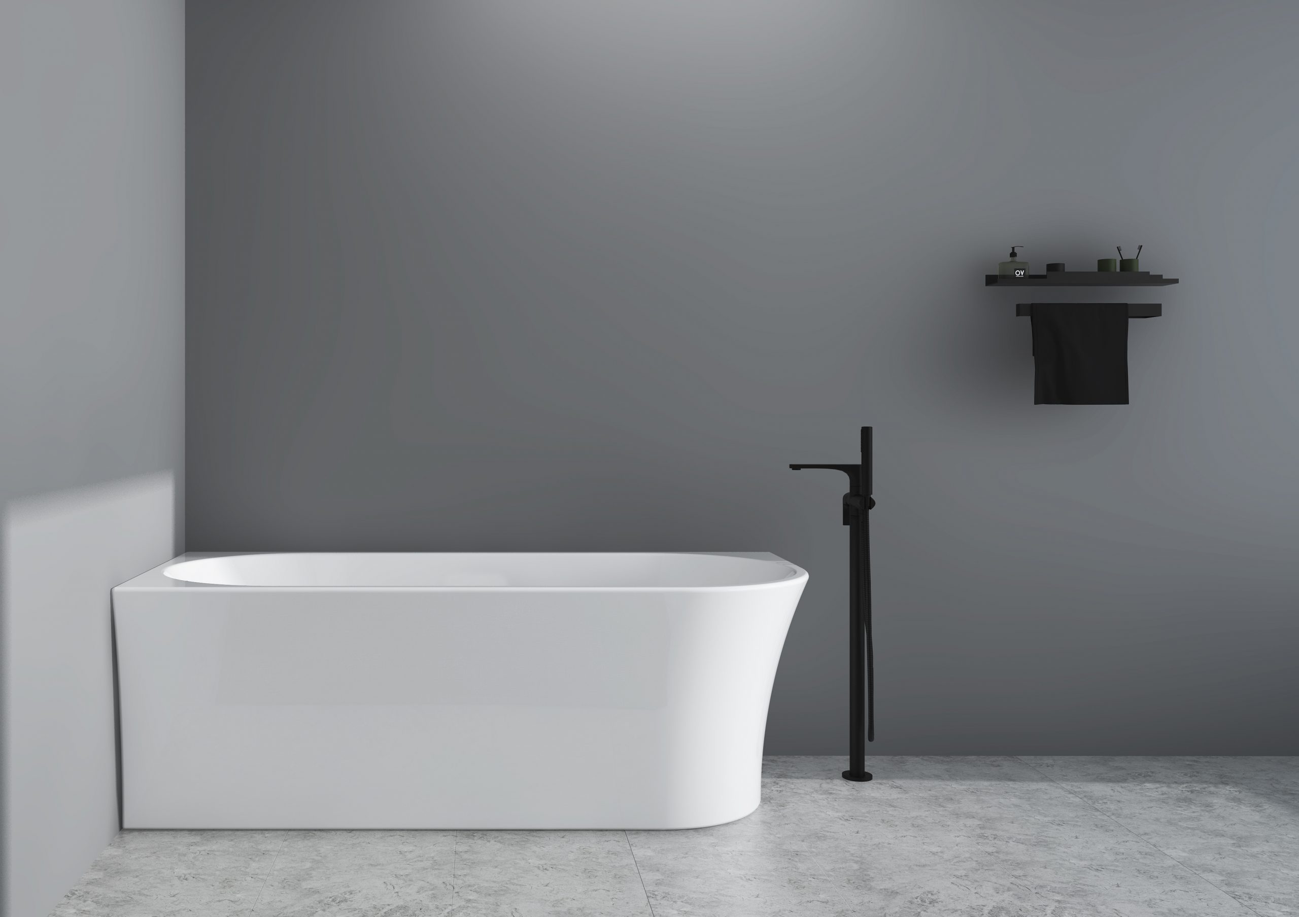 Studio Corner Bathtub 1500 Gloss White - Image 5