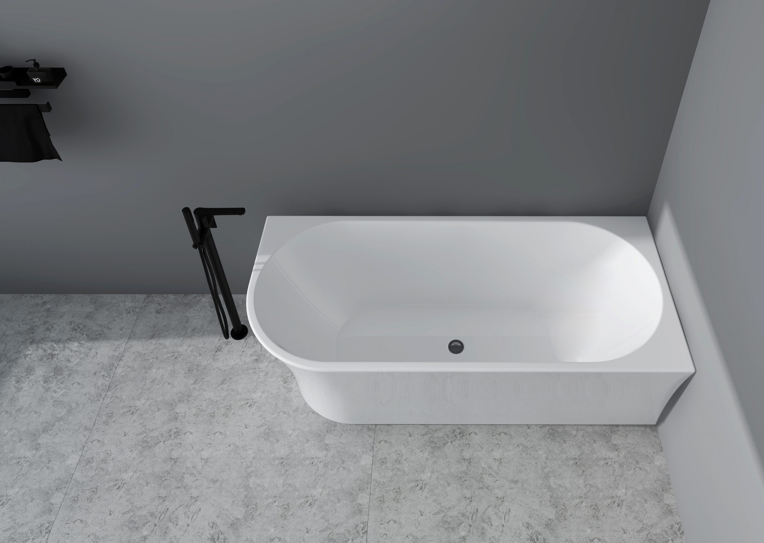 Studio Corner Bathtub 1500 Gloss White - Image 4