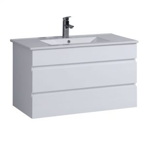 Duo Ceramic Top Vanity 900mm Wall Hung