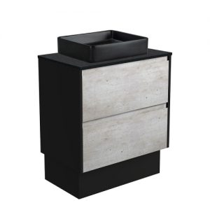 Luciana MB, Black Sparkle Amato 750 Industrial Vanity, Matte Black Panels and Kick