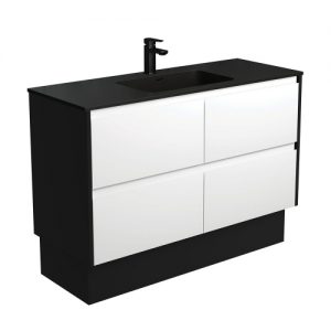 Montana Amato 1200 Matte White Vanity, Matte Black Panels and Kick