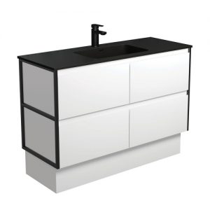Montana Amato 1200 Matte White Vanity, Metal Frame Panels and Kick
