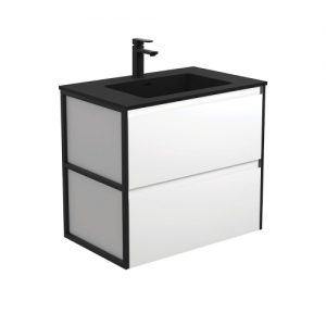 Montana Amato 750 Matte White Vanity, Metal Frame Panels, Wall-Hung