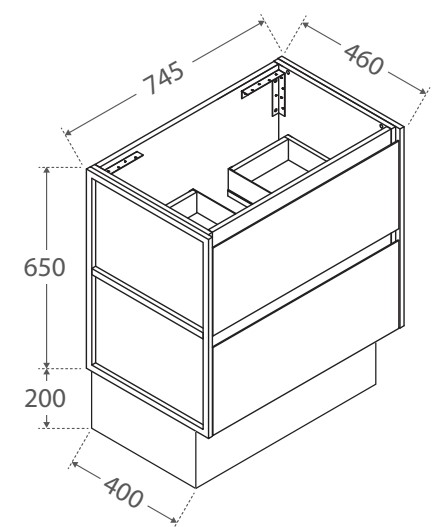 Montana Amato 750 Matte White Vanity, Metal Frame Panels, Wall-Hung - Image 5
