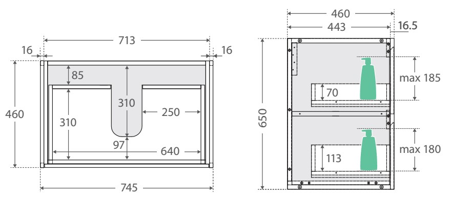 Montana Amato 750 Matte White Vanity, Metal Frame Panels, Wall-Hung - Image 6