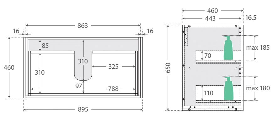 Montana Amato 900 Matte White Vanity, Matte Black Panels, Wall-Hung - Image 6