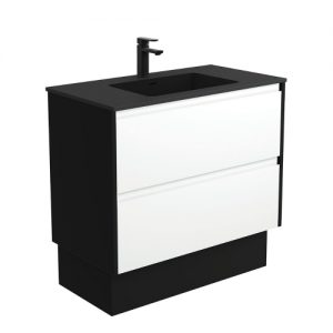 Montana Amato 900 Matte White Vanity, Matte Black Panels and Kick