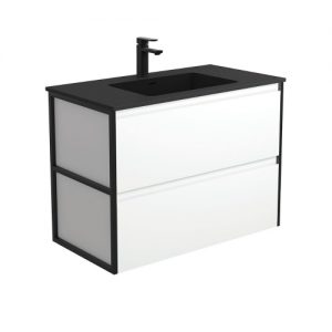 Montana Amato 900 Matte White Vanity, Metal Frame Panels, Wall-Hung