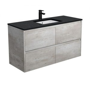 Sarah Black Undermount Amato 1200 Industrial Vanity, Wall-Hung
