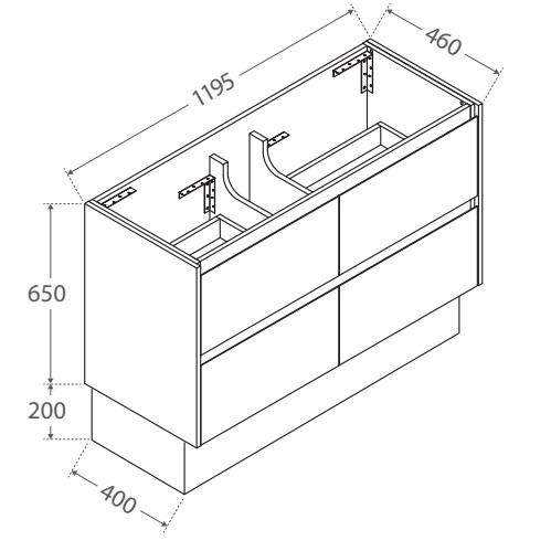 Sarah Black Undermount Amato 1200 Industrial Vanity, Wall-Hung - Image 5