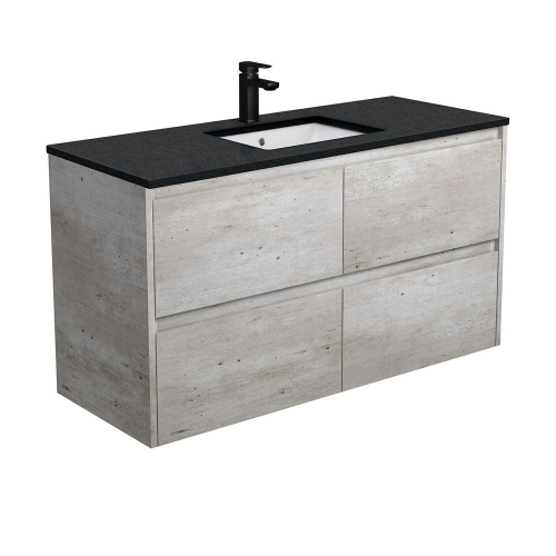 Sarah Black Undermount Amato 1200 Industrial Vanity, Wall-Hung