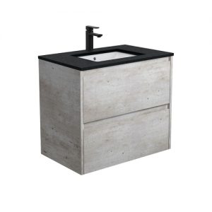 Sarah Black Undermount Amato 750 Industrial Vanity, Wall-Hung