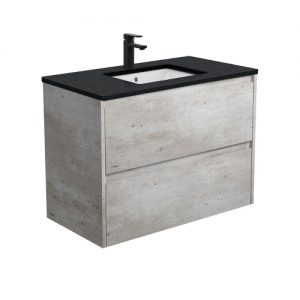 Sarah Black Undermount Amato 900 Industrial Vanity, Wall-Hung