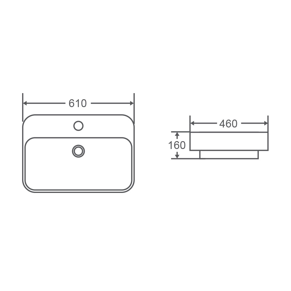 COSY Gloss White Rectangle61M Semi-Insert Basin - Image 3