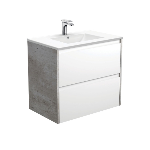 Dolce Amato 750 Satin White Vanity, Industrial Panels, Wall-Hung
