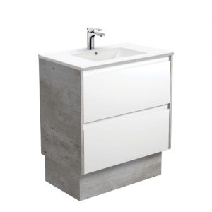 Dolce Amato 750 Satin White Vanity, Industrial Panels and Kick