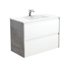 Dolce Amato 900 Satin White Vanity, Industrial Panels, Wall-Hung