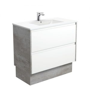 Dolce Amato 900 Satin White Vanity, Industrial Panels and Kick