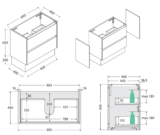 JOLI AMATO 900 Scandi Oak Vanity on Kick - Image 5