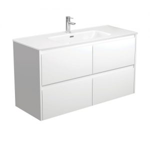 Joli Amato 1200 Satin White Vanity, Wall-Hung