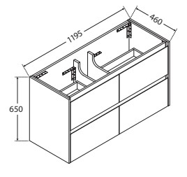 Joli Amato 1200 Satin White Vanity, Wall-Hung - Image 5