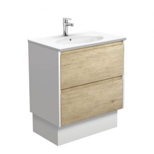 ROTONDO AMATO 750 Scandi Oak Vanity on Kick, Satin White Panels