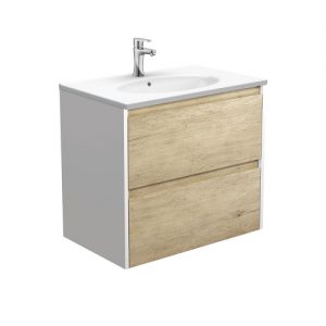 ROTONDO AMATO 750 Scandi Oak Wall-Hung Vanity, Satin White Panels