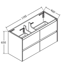 Reba Semi-Inset, Bianco Amato 1200 Satin White Vanity, Wall Hung - Image 4