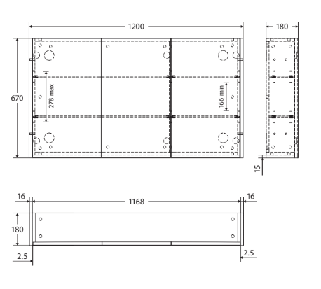 1200 Mirror Cabinet with Satin White Side Panels - Image 3