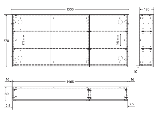 1500 Mirror Cabinet with Satin Black Side Panels - Image 3