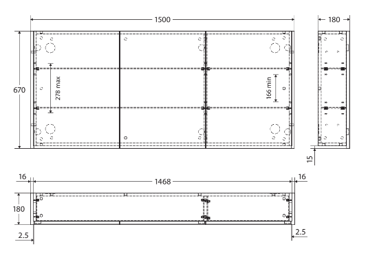 1500 Mirror Cabinet with Satin White Side Panels - Image 3