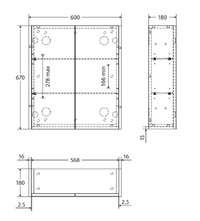 600 Mirror Cabinet with Gloss White Side Panels - Image 3