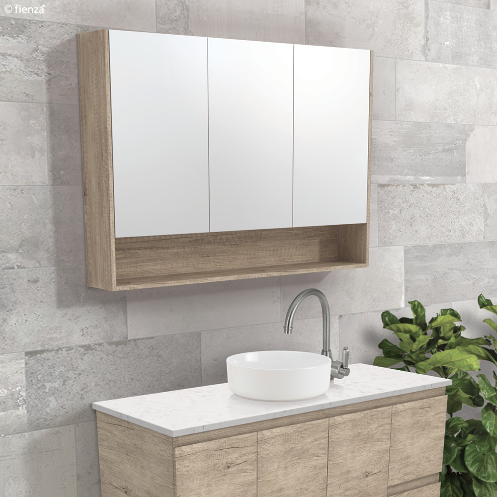 900 Mirror Cabinet with Display Shelf, Scandi Oak - Image 2