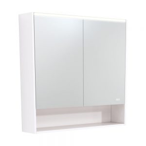 900 LED Mirror Cabinet with Display Shelf, Gloss White